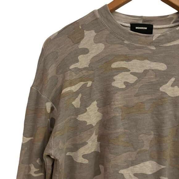 Monrow Camo Crewneck Pullover Sweatshirt Sweater XS - Picture 3 of 6